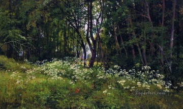 flowers on the forest edge 1893 classical landscape Ivan Ivanovich Oil Paintings